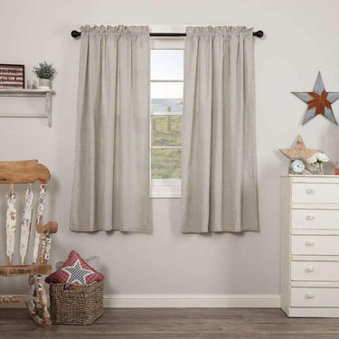 Hatteras Seersucker Blue Ticking Stripe Short Panel Curtain Set 63x36 VHC Brands - The Fox Decor